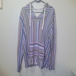 Lucky Brand Loop Terry Stripe Baja hoodie. MEN SIZE L beach Bum